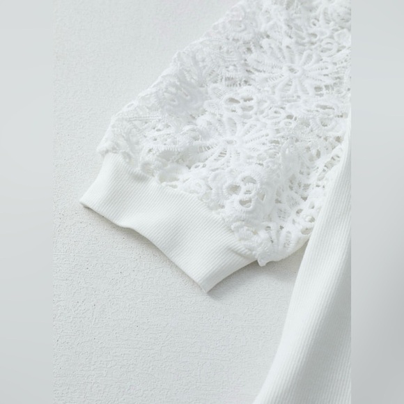 Elegant White Lace Sleeve Top - Picture 7 of 10